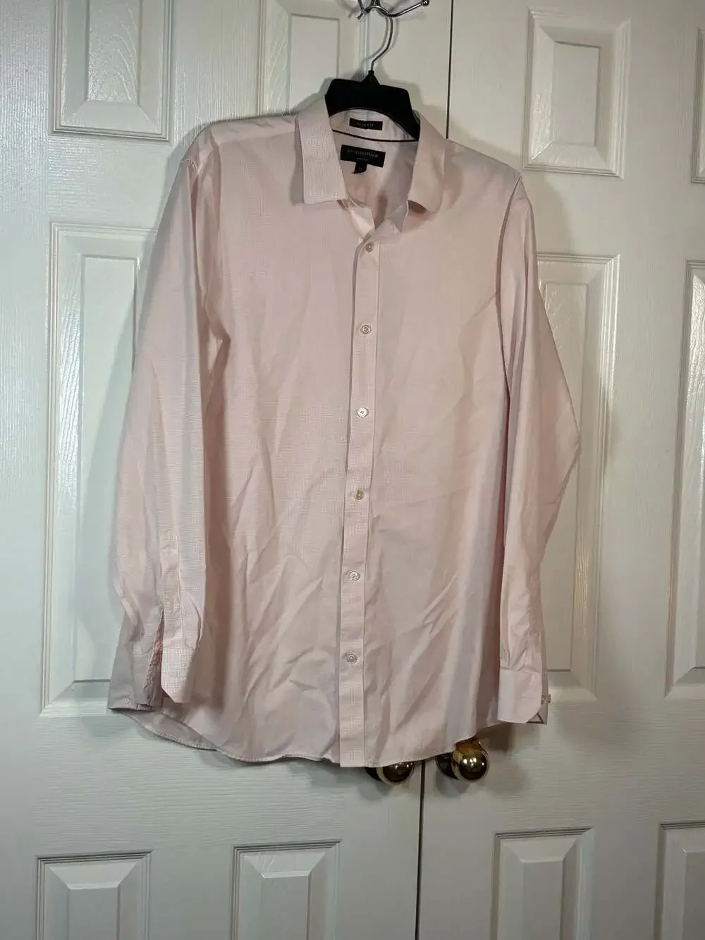Banana Republic Non-Iron Slim Fit Pink Micro Check Dress Shirt XL